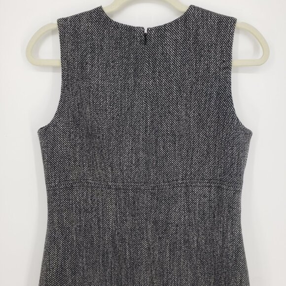 Ann Taylor Tweed Sheath Dress 2 TALL Career Sleeveless Black - Picture 7 of 9